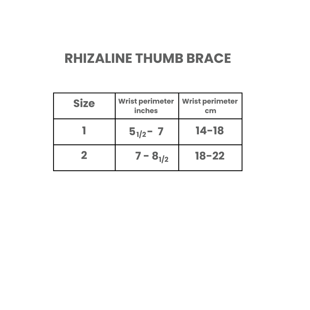 thumb splint size guide