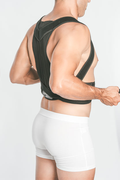 Posture corrector to relief and prevent bad posture and back pain. Easy to put yourself.